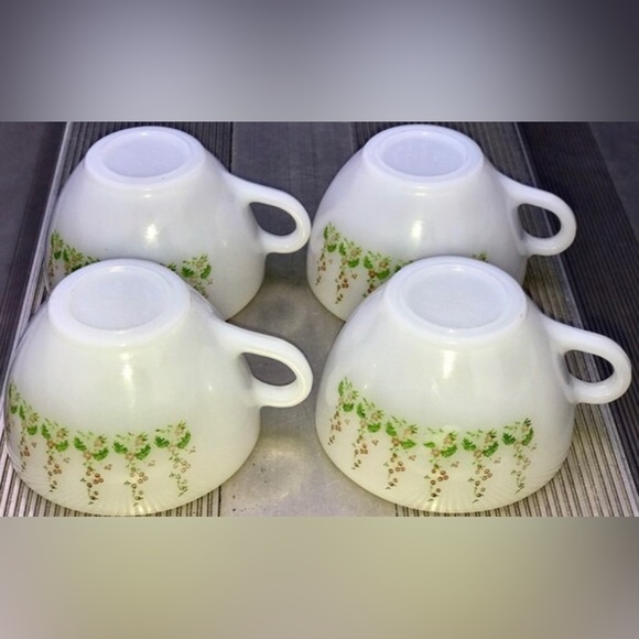 Vintage Mid Century Modern (set of 4) TERMO REY BRAZIL Milk Glass Pyrex Teacups - Picture 4 of 10